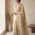 Beige woven ready to wear linen cotton  saree
