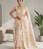 Floral weaving readymade organza saree