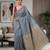Steel grey pre draped cotton silk saree