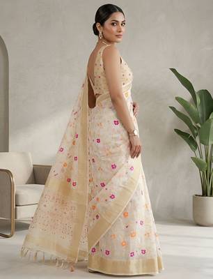 Floral weaving readymade organza saree 3