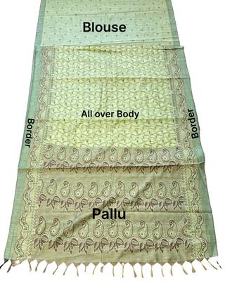 Pistachio paisley ready pleated saree 5