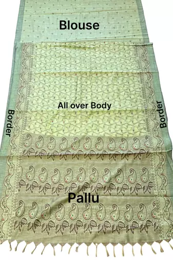 Pistachio paisley ready pleated saree