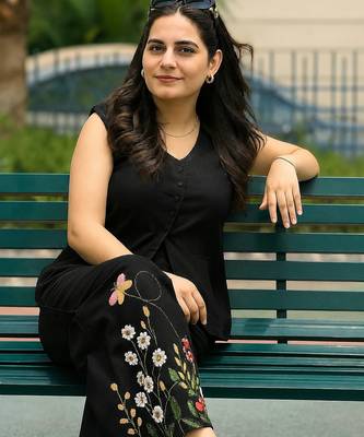 Beautiful black cord set with embroidredpant 2