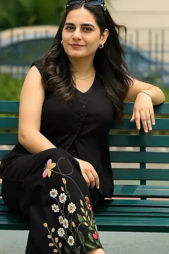 Beautiful black cord set with embroidredpant