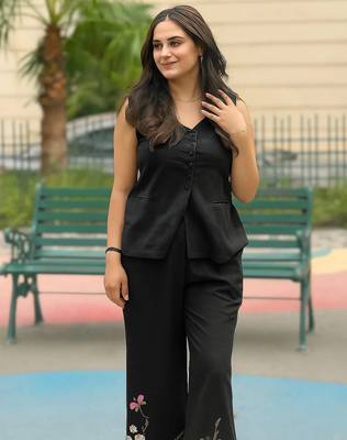 Beautiful black cord set with embroidredpant 3