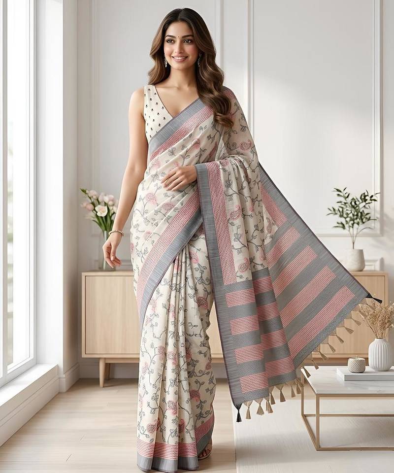 Blush rose ready to wear cotton saree