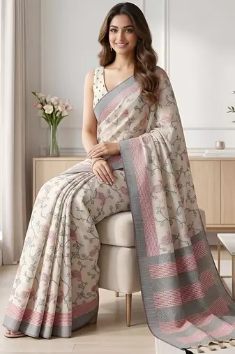 Blush rose ready to wear cotton saree