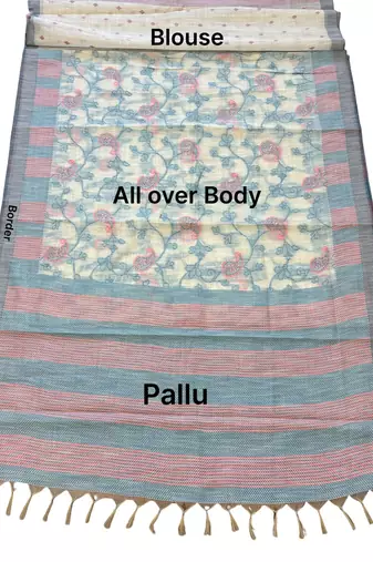 Sky petal ready made cotton silk saree