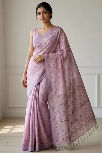 Lavender bloom instant wear saree