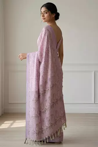 Lavender bloom instant wear saree