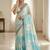 Aqua rama ready made floral linen saree