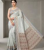 Silver paisley pre stitched saree