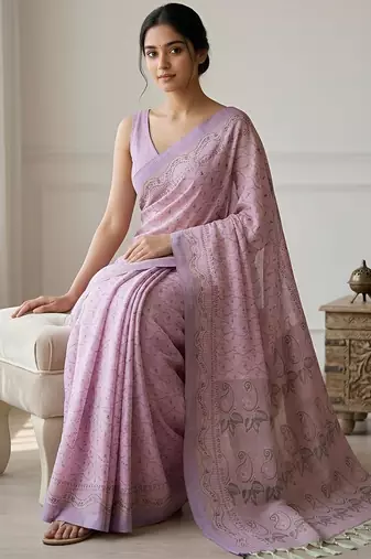 Lavender bloom instant wear saree