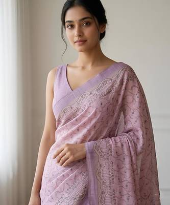 Lavender bloom instant wear saree 4