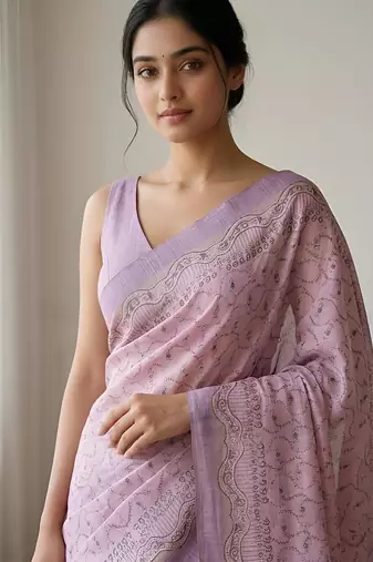 Lavender bloom instant wear saree