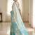 Aqua rama ready made floral linen saree