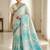 Aqua rama ready made floral linen saree
