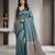 Teal paisley ready to wear cotton saree