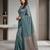 Teal paisley ready to wear cotton saree