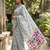 Grey handwoven pre stitched linen saree