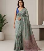Sage green easy drape cotton saree