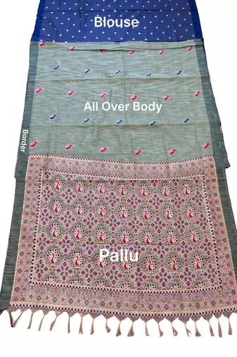 Sage green easy drape cotton saree