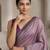 Lavender paisley ready pleated cotton saree