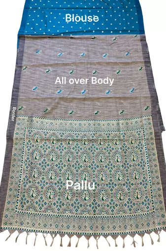 Silver weave instant wear cotton silk saree