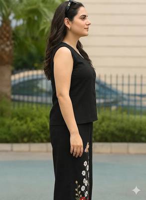 Beautiful black cord set with embroidredpant 4