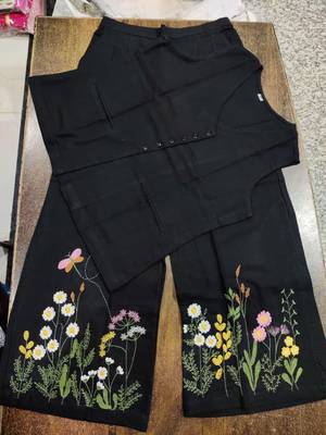 Beautiful black cord set with embroidredpant 5