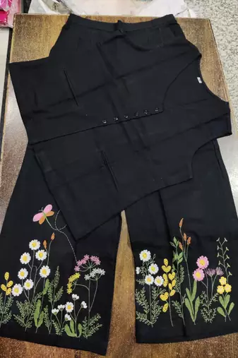Beautiful black cord set with embroidredpant