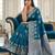 Teal blue ready to wear zari woven saree