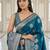 Teal blue ready to wear zari woven saree