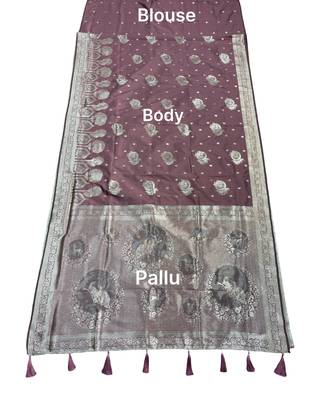 Rose mauve pre stitched zari saree 5