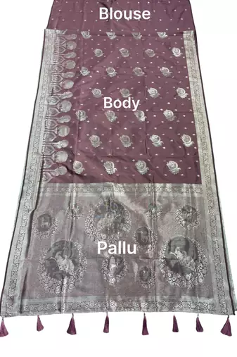 Rose mauve pre stitched zari saree
