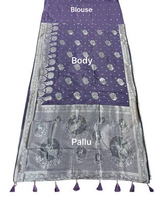 Lavender ready pleated zari woven saree 5