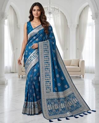 Sapphire blue instant wear zari saree 1