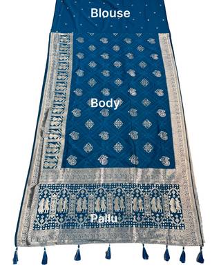 Sapphire blue instant wear zari saree 5