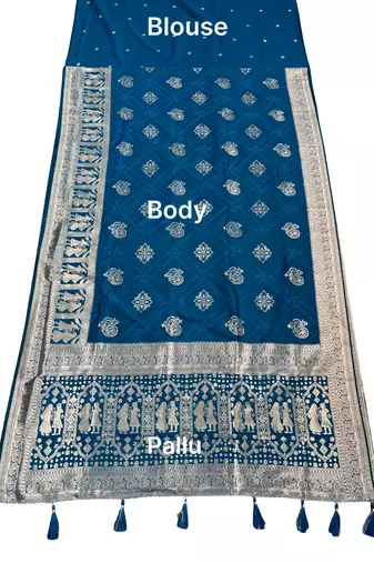 Sapphire blue instant wear zari saree