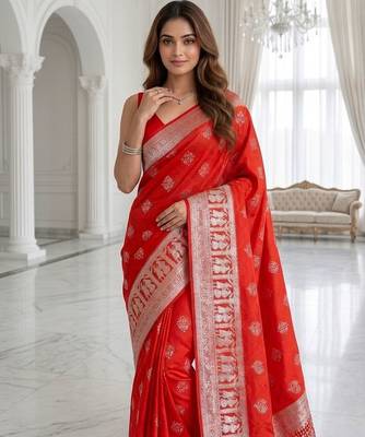Crimson red one minute zari saree 4