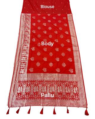 Crimson red one minute zari saree 5