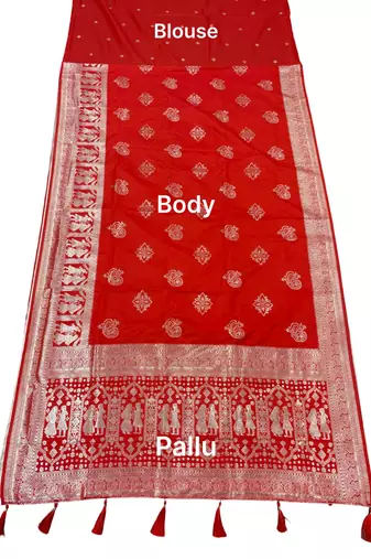 Crimson red one minute zari saree