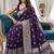Wine purple pre draped zari saree