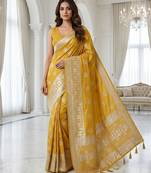 Mustard gold ready to wear zari saree