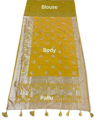 Mustard gold ready to wear zari saree 5