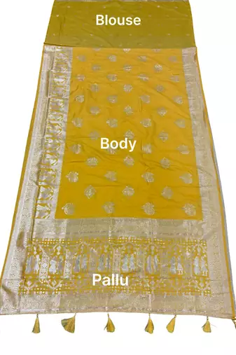 Mustard gold ready to wear zari saree