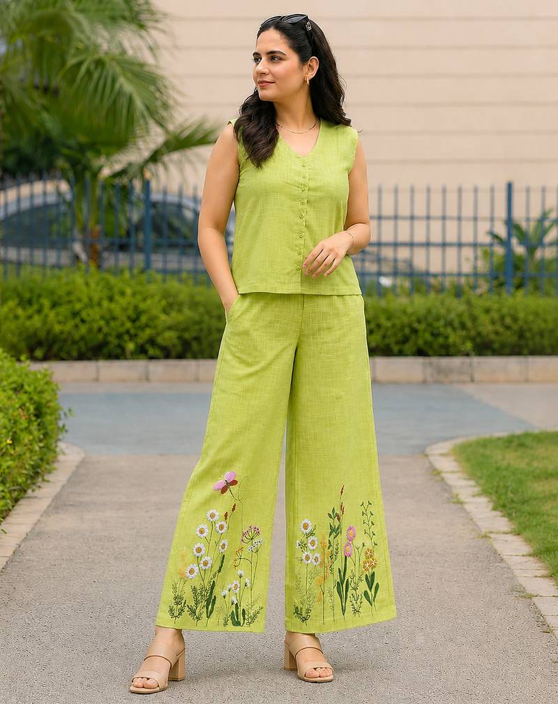 Beautiful black cord set with embroidredpant