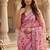 Rose pink pre stitched floral saree
