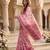 Rose pink pre stitched floral saree