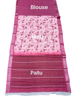 Rose pink pre stitched floral saree 5